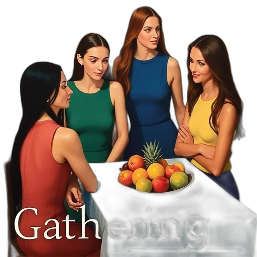 jewelry, food, dress, photorealistic, 3d render, concept art, oil painting, earth tones transparent PNG cut-out