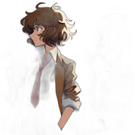 jacket, creature, face, staff, concept art, watercolor, pixel art, anime transparent PNG cut-out