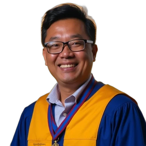 staff, portrait, man, glasses, wearing, yellow, blue, academic transparent PNG cut-out