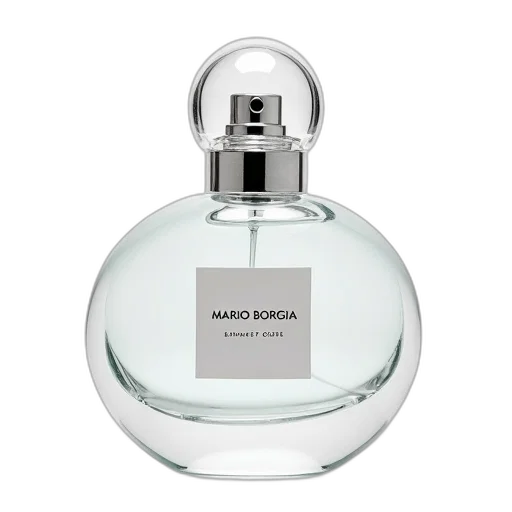 bottle, clear, glass, perfume, rounded, body, flat, top transparent PNG cut-out