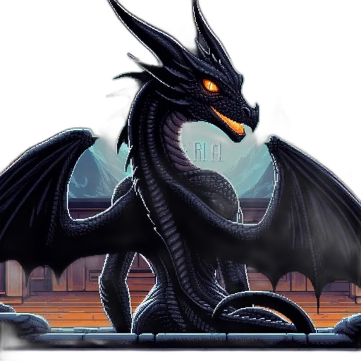 dragon, creature, staff, animal, fantasy art, concept art, pixel art, 3d render transparent PNG cut-out