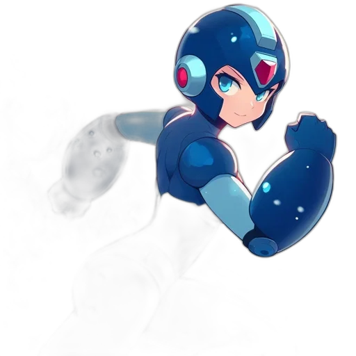 robot, staff, mask, weapon, concept art, pixel art, 3d render, anime transparent PNG cut-out