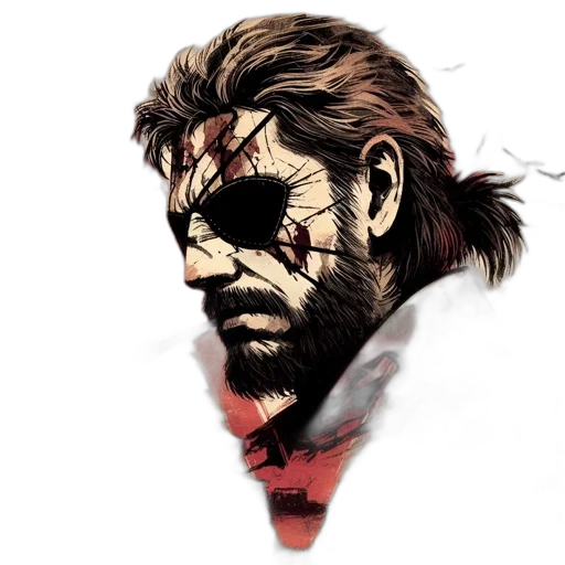 face, mask, comic book art, concept art, pixel art, fantasy art, rugged, scarred transparent PNG cut-out