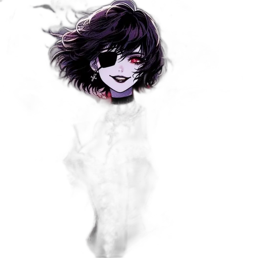 mask, creature, face, hair, anime, comic book art, pixel art, fantasy art transparent PNG cut-out