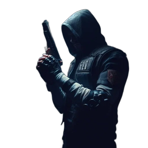 jacket, weapon, sword, staff, concept art, pixel art, cyberpunk, comic book art transparent PNG cut-out
