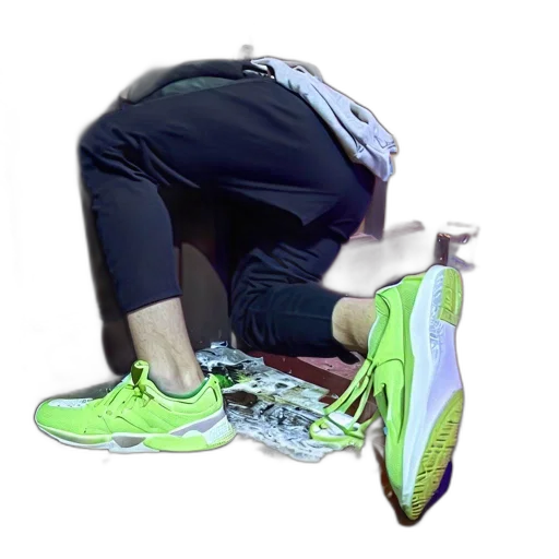 shoes, creature, concept art, photorealistic, vaporwave, neon lights, neon, green transparent PNG cut-out