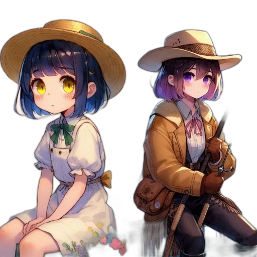 hat, staff, weapon, pixel art, anime, concept art, fantasy art, colorful transparent PNG cut-out