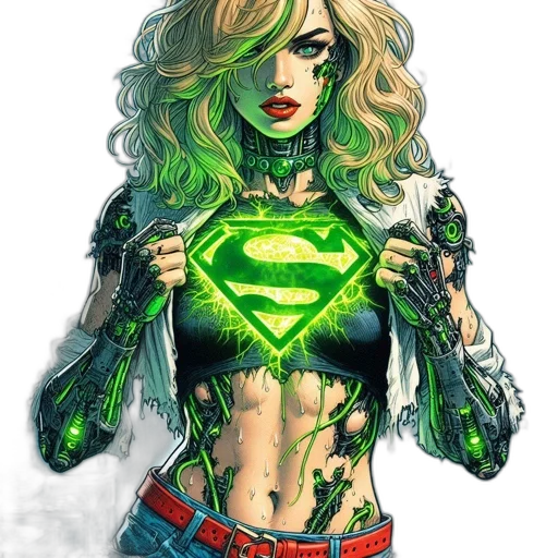 comic book art, concept art, fantasy art, cartoon, green, female, character, distinctive transparent PNG cut-out