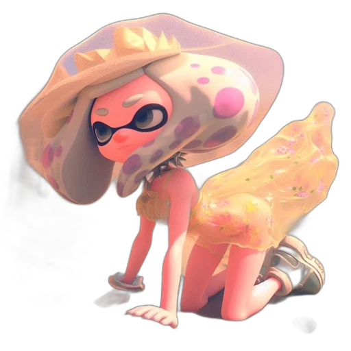 creature, dress, hat, animal, concept art, watercolor, 3d render, fantasy art transparent PNG cut-out