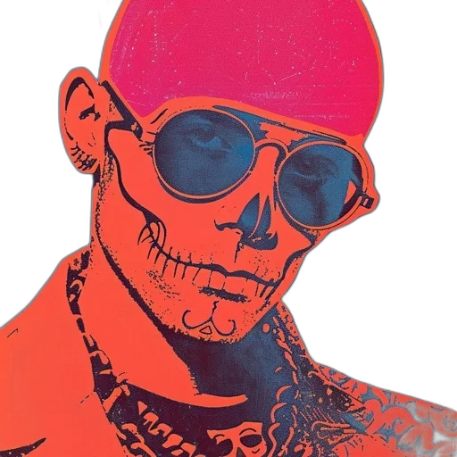face, mask, jacket, hat, cartoon, comic book art, cyberpunk, photorealistic transparent PNG cut-out