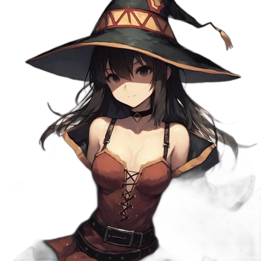 hat, staff, mask, dress, fantasy art, concept art, pixel art, anime transparent PNG cut-out