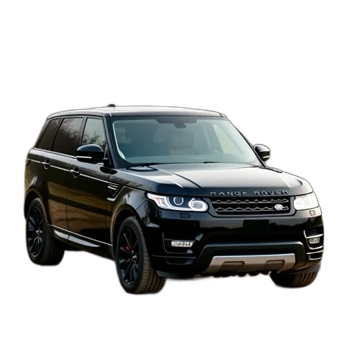 car, 3d render, photorealistic, black, range, rover, parked, dirt transparent PNG cut-out