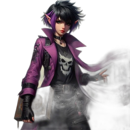 jacket, concept art, fantasy art, cyberpunk, photorealistic, dark, monochrome, colorful transparent PNG cut-out