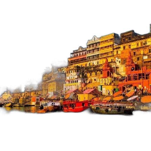 photorealistic, concept art, oil painting, watercolor, city street, golden, vibrant, colorful transparent PNG cut-out