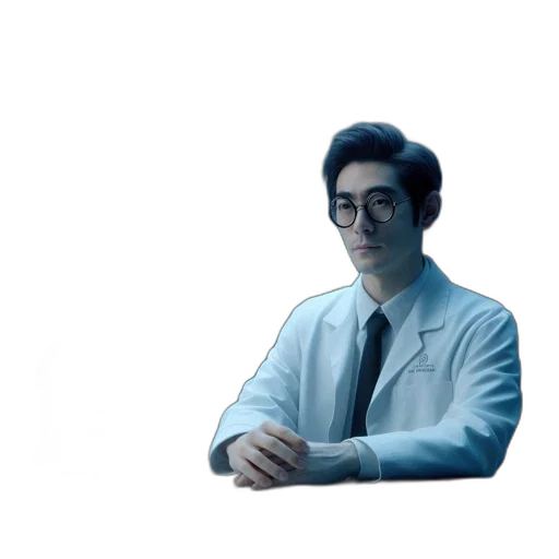 staff, robot, face, jacket, vaporwave, concept art, pixel art, photorealistic transparent PNG cut-out