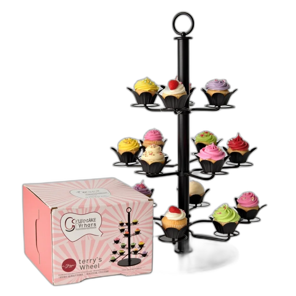 jewelry, food, 3d render, black, metal, carousel, eight, cupcake-shaped transparent PNG cut-out
