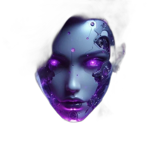 mask, face, robot, crown, 3d render, cyberpunk, fantasy art, concept art transparent PNG cut-out