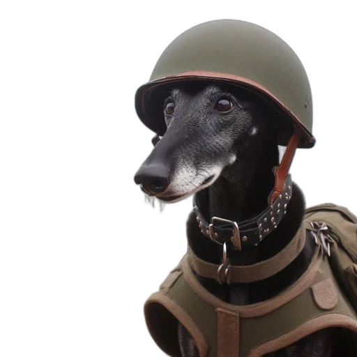 hat, animal, staff, face, photorealistic, dog, military, attire transparent PNG cut-out