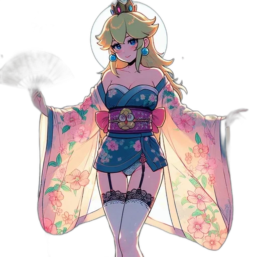 dress, staff, umbrella, crown, concept art, anime, fantasy art, pixel art transparent PNG cut-out
