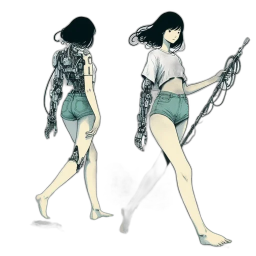 dress, robot, weapon, creature, concept art, cyberpunk, fantasy art, pixel art transparent PNG cut-out