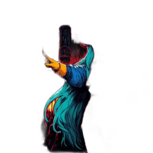 hair, dress, staff, weapon, concept art, pixel art, 3d render, fantasy art transparent PNG cut-out