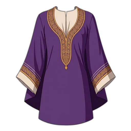 dress, stylized, illustration, purple, gold, garment, curved, neckline transparent PNG cut-out