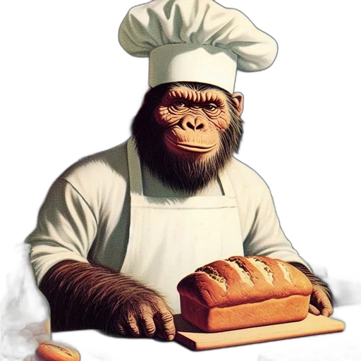 food, animal, staff, creature, photorealistic, concept art, chimpanzee, chef transparent PNG cut-out