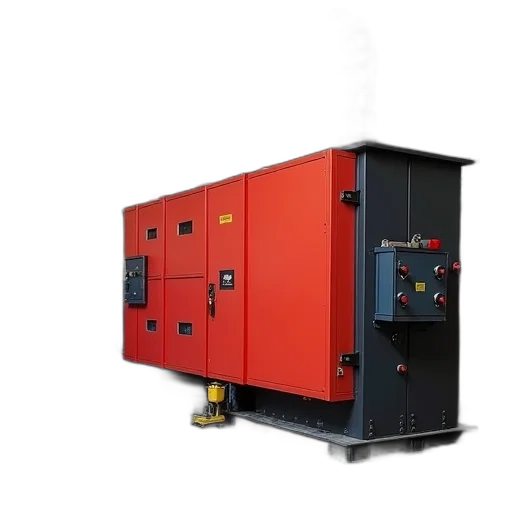 first, image, shows, large, industrial, furnace, red, exterior transparent PNG cut-out