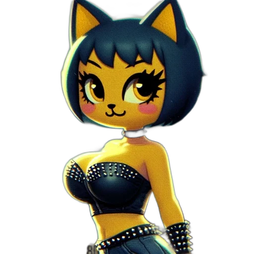 pixel art, concept art, 3d render, fantasy art, anthropomorphic, feline-humanoid, character, stands transparent PNG cut-out