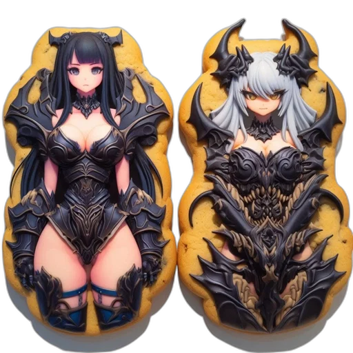 fantasy art, 3d render, concept art, anime, two, animated, female, cookie transparent PNG cut-out