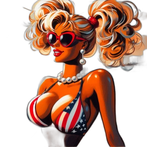 comic book art, cartoon, concept art, pixel art, woman, blonde, hair, american transparent PNG cut-out