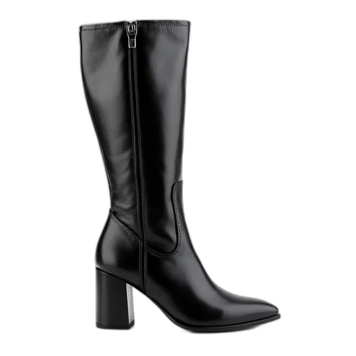 shoes, pair, black, leather, boots, glossy, finish, pointed transparent PNG cut-out