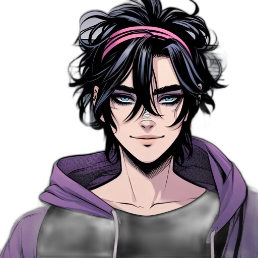 face, jacket, cartoon, anime, comic book art, concept art, dark, monochrome transparent PNG cut-out