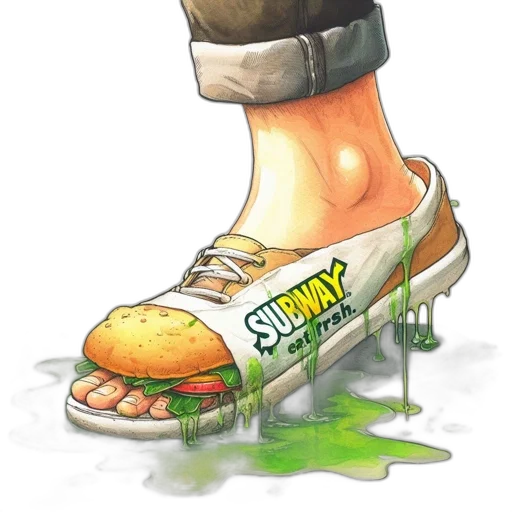 shoes, food, watercolor, concept art, photorealistic, illustration, features, foot transparent PNG cut-out