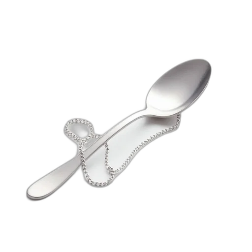 weapon, food, jewelry, shoes, 3d render, silver, spoon, chain transparent PNG cut-out