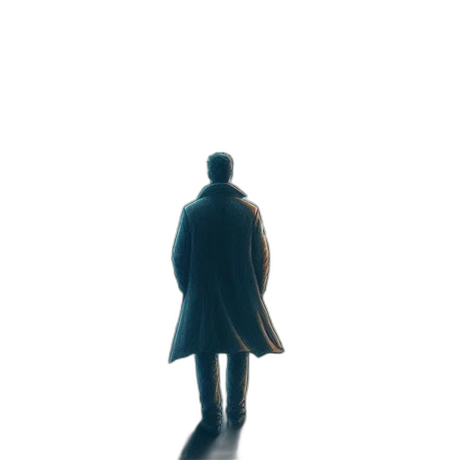 jacket, robot, dress, umbrella, concept art, 3d render, pixel art, watercolor transparent PNG cut-out