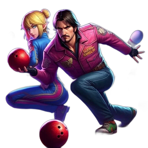 concept art, comic book art, cartoon, pixel art, two, animated, characters, play transparent PNG cut-out