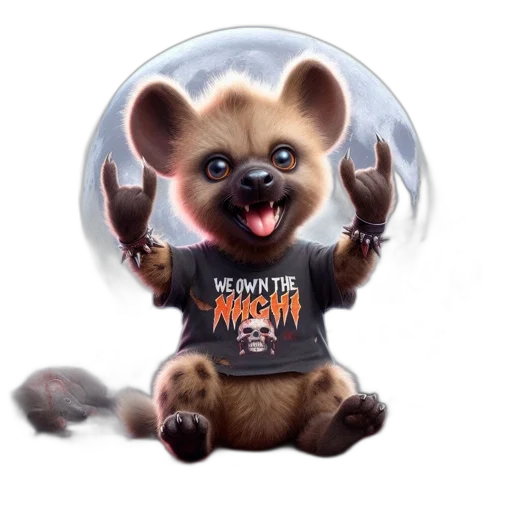 staff, animal, creature, concept art, fantasy art, 3d render, cartoon, hyena-like transparent PNG cut-out
