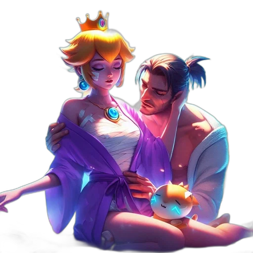 crown, concept art, vaporwave, fantasy art, pixel art, neon lights, underwater, fire transparent PNG cut-out