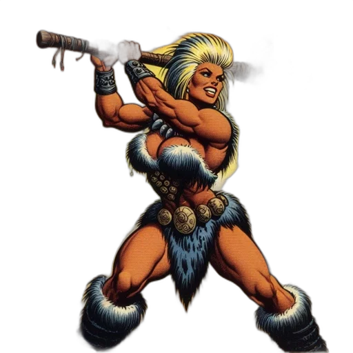 weapon, staff, comic book art, fantasy art, concept art, pixel art, muscular, woman transparent PNG cut-out