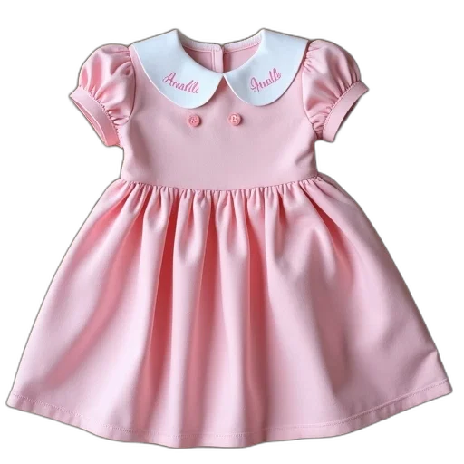 dress, 3d render, pastel, pink, white, collar, ribbon, name transparent PNG cut-out