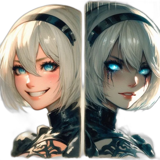 face, mask, robot, crown, anime, concept art, pixel art, fantasy art transparent PNG cut-out