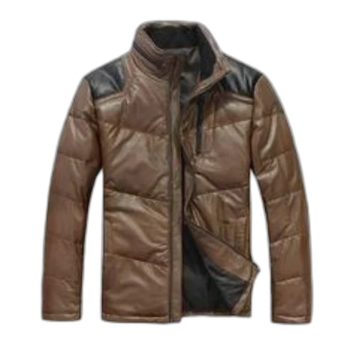 jacket, earth tones, brown, black, quilted, zipper, logo, reads transparent PNG cut-out