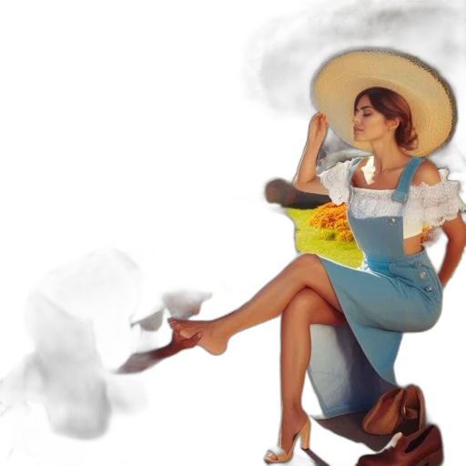 umbrella, hat, dress, concept art, photorealistic, fantasy art, oil painting, rain transparent PNG cut-out