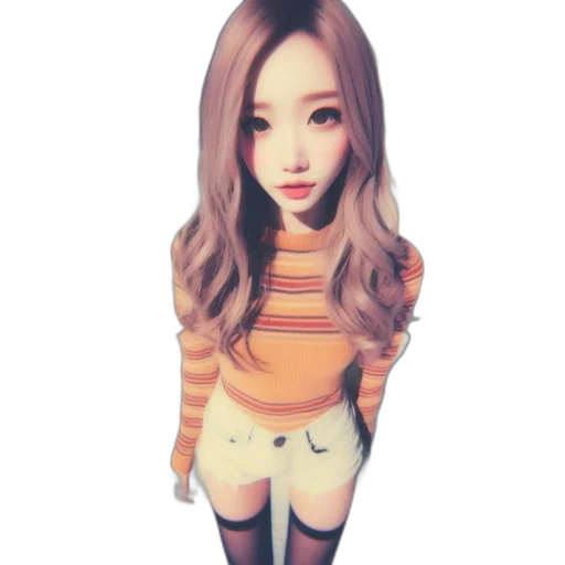 3d render, cartoon, fantasy art, pixel art, pastel, monochrome, young, woman transparent PNG cut-out