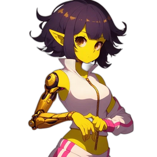 robot, staff, mask, weapon, pixel art, anime, concept art, fantasy art transparent PNG cut-out