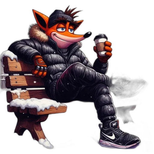 jacket, animal, concept art, pixel art, 3d render, fantasy art, snow, anthropomorphic transparent PNG cut-out