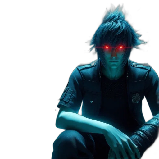 mask, robot, cyberpunk, concept art, 3d render, anime, neon lights, blue transparent PNG cut-out