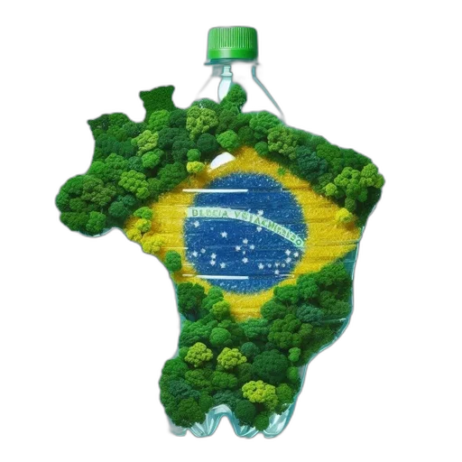 bottle, pixel art, concept art, plastic, shaped, like, map, brazil transparent PNG cut-out