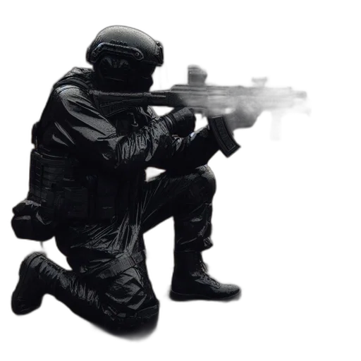 weapon, jacket, mask, staff, concept art, 3d render, pixel art, photorealistic transparent PNG cut-out